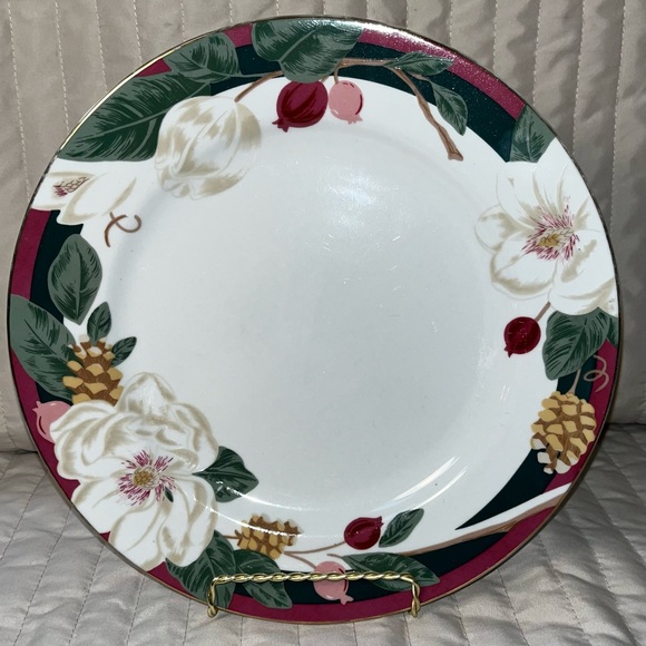 VTG TIENSHAN Magnolia fine China plate Holiday dinner serving candles 10 5/8 in. - Picture 1 of 5